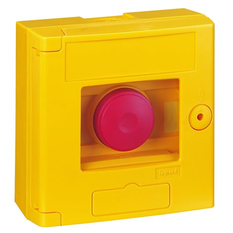 038001 NOUZOVÉ TLAČÍTKO,1NO+NC,SKLO,ŽLUTÁ