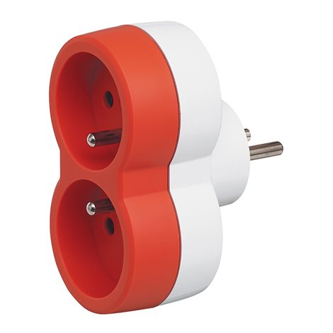 050503 ADAPTÉR ČEL. 2X2P+T 16A,ORANŽ.