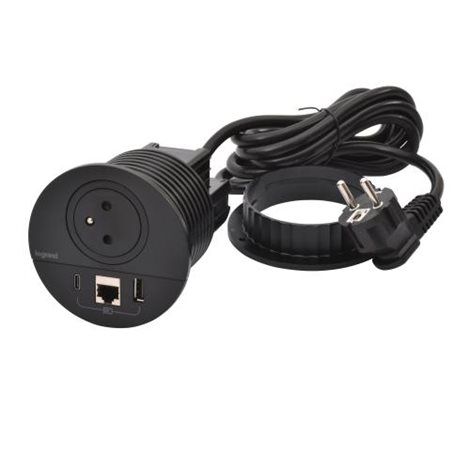 654702 DISQ80 2P+T USB A+C RJ45 ČERNÁ 2