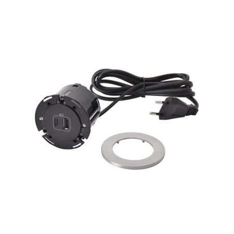 654732 DISQ60 USB A+C ČERNÁ/KOV 1