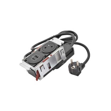 654743 DISQIN 2P+T  USB A+C ČERNÁ 2