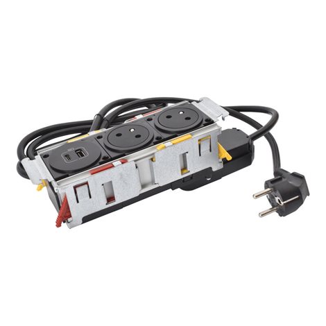 654744 DISQIN 2X2P+T  USB A+C ČERNÁ 2