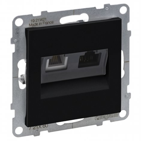 721460 SUNO ČERNÁ KOMBINOVANÁ DATOVÁ + TELEFONNÍ ZÁSUVKA RJ11+RJ45 CAT.6