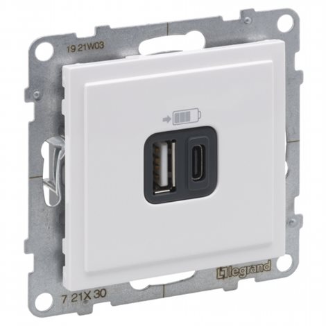 721130 SUNO BÍLÁ USB NABÍJEČKA DVOJITÁ TYP A+C