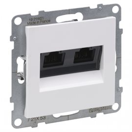 72C5UB2 SUNO BÍLÁ DATOVÁ ZÁSUVKA DVOJITÁ 2X RJ45 CAT.5E, UTP NESTÍNĚNNÁ, VYBAVENÁ BEZNÁSTROJOVÝM MOD