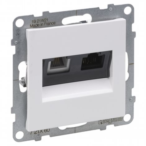 721160 SUNO BÍLÁ KOMBINOVANÁ DATOVÁ + TELEFONNÍ ZÁSUVKA RJ11+RJ45 CAT.6, NESTÍNĚNNÁ UTP