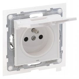 721186 SUNO BÍLÁ ZÁSUVKA 2P+T S CLONKAMI A V KRYTÍ IP44