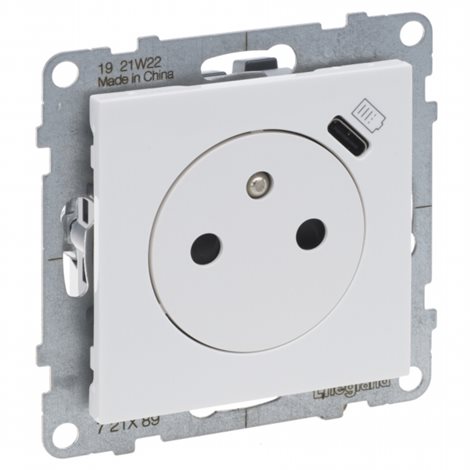 721189 SUNO BÍLÁ ZÁSUVKA 2P+T S INTEGROVANOU USB C NABÍJEČKOU