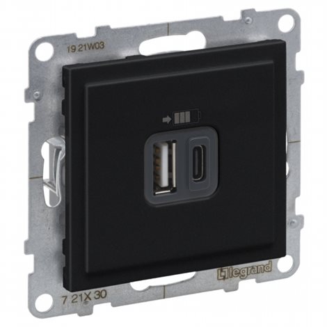 721430 SUNO ČERNÁ USB NABÍJEČKA DVOJITÁ TYP A+C