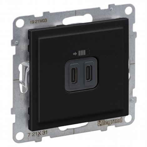 721431 SUNO ČERNÁ USB NABÍJEČKA DVOJITÁ TYP C+C