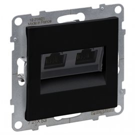 72C6UC2 SUNO ČERNÁ DATOVÁ ZÁSUVKA DVOJITÁ 2X RJ45 CAT.6, UTP NESTÍNĚNNÁ