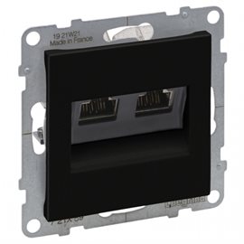 72C5UC2 SUNO ČERNÁ DATOVÁ ZÁSUVKA DVOJITÁ 2X RJ45 CAT.5E, UTP NESTÍNĚNNÁ