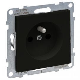 721480 SUNO ČERNÁ ZÁSUVKA 2P+T S DĚTSKOU OCHRANOU, AUTOMATICKÉ SVORKY