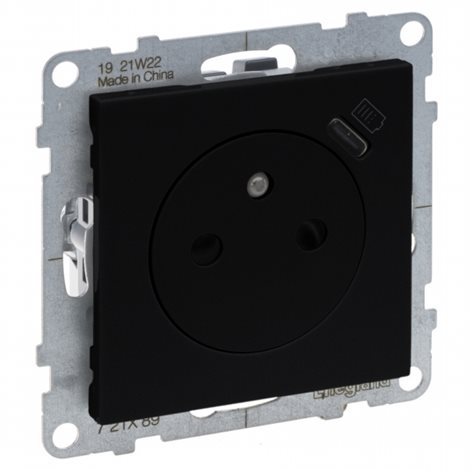 721489 SUNO ČERNÁ ZAPUŠTĚNÁ ZÁSUVKA S USB NABÍJEČKOU TYPU C