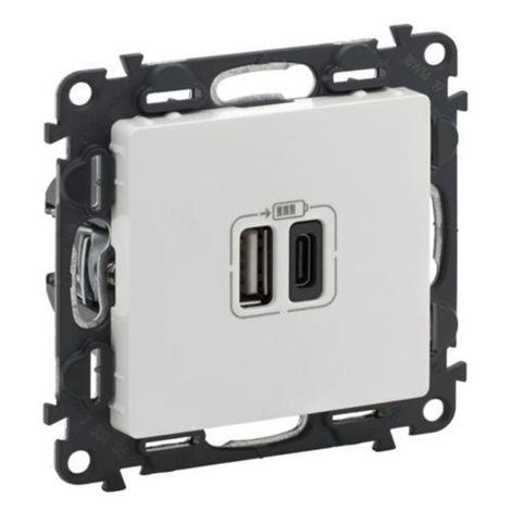 753106 VALL DVOJITÁ NABÍJEČKA USB A+C BÍLÁ