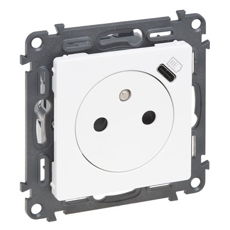 753136 VALL ZÁSUVKA 2P+T/USB-C BÍLÁ