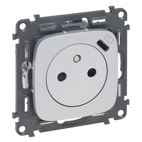753197 VALA ZÁSUVKA 2P+T/USB-C HLIN.