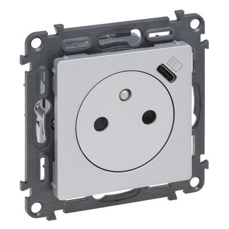 753336 VALL ZÁSUVKA 2P+T/USB-C HLIN.
