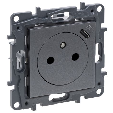 863438 NILOE S.ZÁSUV.2P+T/USB C OCEL