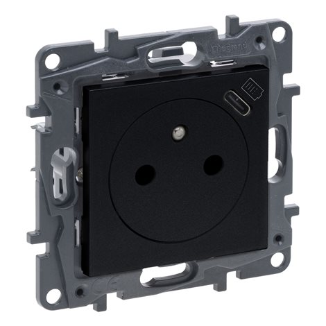 863538 NILOE S.ZÁSUV.2P+T/USB C ČERNÁ