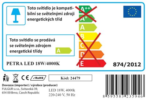 PETRA LED 18W LED nástěnné nebo stropní, interiérové, úsporné svítidlo s natáčecí clonou 2