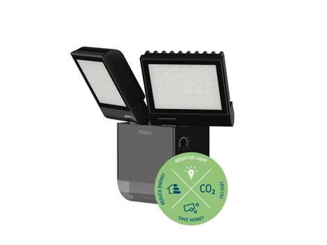 LED reflektor theLeda S17-100 BK s čidlem pohybu, 2x8,5W, 4000K, IP55, černý