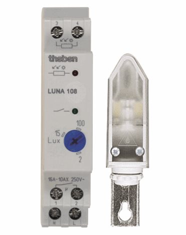 LUNA 108 plus AL (náhr. za LUNA 108 2-100lx) soumrakový spínač DIN+ ext. čidlo 2-2000lx