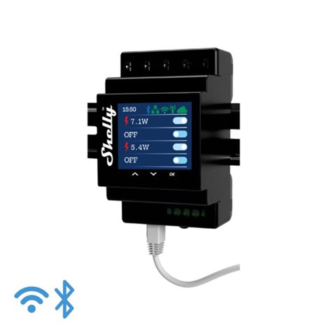 SHELLY PRO 4PM Spínací modul na DIN lištu s měřením spotřeby, 4kanálový, LAN, Wifi, Bluetooth  1
