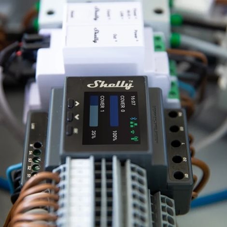SHELLY PRO DUAL COVER PM Žaluziový modul na DIN lištu s měřením spotřeby, LAN, Wifi, Bluetooth 3