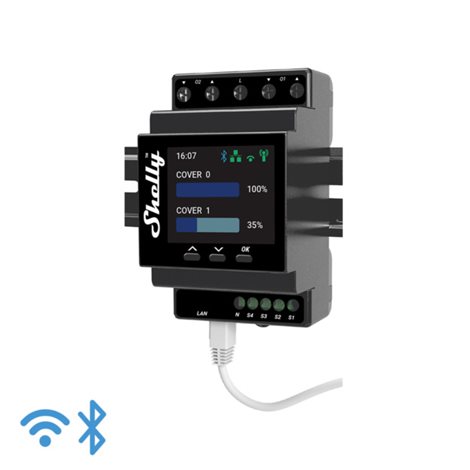 SHELLY PRO DUAL COVER PM Žaluziový modul na DIN lištu s měřením spotřeby, LAN, Wifi, Bluetooth 1