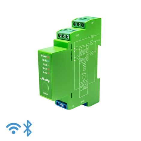 SHELLY PRO DIMMER 2PM Stmívací modul na DIN lištu s měřením spotřeby, 2kanálový, LAN, WiFi 1