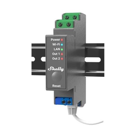 SHELLY PRO 2 Spínací modul na DIN lištu 2kanálový, LAN, WiFi, Bluetooth 2