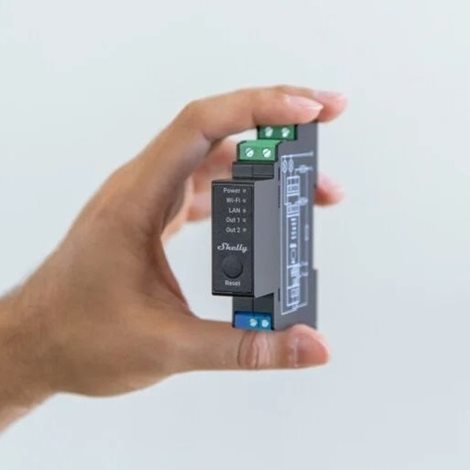 SHELLY PRO 2PM Spínací modul na DIN lištu s měřením spotřeby, 2kanálový, LAN, WiFi, Bluetooth 3