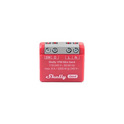 SHELLY 1PM MINI GEN4 Spínací modul s měrením spotřeby, Zigbee, Matter, WiFi, Bluetooth 1