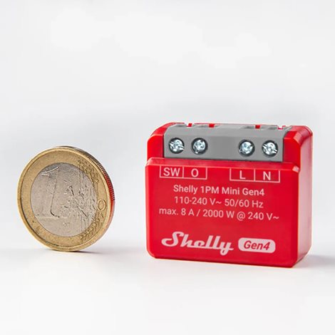 SHELLY 1PM MINI GEN4 Spínací modul s měrením spotřeby, Zigbee, Matter, WiFi, Bluetooth 3