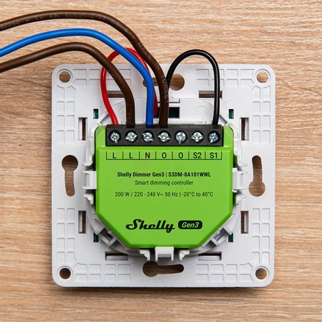 SHELLY DIMMER GEN3 Stmívací modul 1kanálový, WiFi, Bluetooth 3