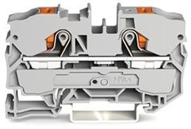 2210-1201 2vodičová průchozí svorka; s ovládacím tlačítkem; 10 mm²; Šedá