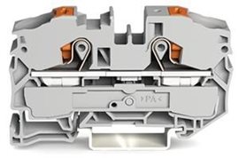 2216-1201 2vodičová průchozí svorka; s ovládacím tlačítkem; 16 mm²; Šedá