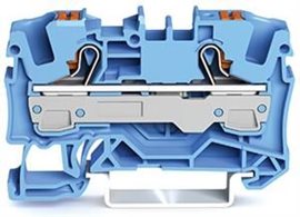 2206-1204 2vodičová průchozí svorka; s ovládacím tlačítkem; 6 mm²; Modrá