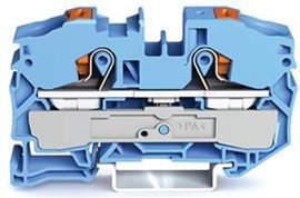 2216-1204 2vodičová průchozí svorka; s ovládacím tlačítkem; 16 mm²; Modrá