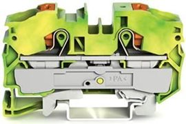 2216-1207 2vodičová svorka pro ochranný vodič; s ovládacím tlačítkem; 16 mm²; Zeleno-žlutá