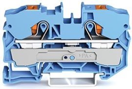 2210-1204 2vodičová průchozí svorka; s ovládacím tlačítkem; 10 mm²; Modrá