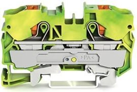 2210-1207 2vodičová svorka pro ochranný vodič; s ovládacím tlačítkem; 10 mm²; Zeleno-žlutá