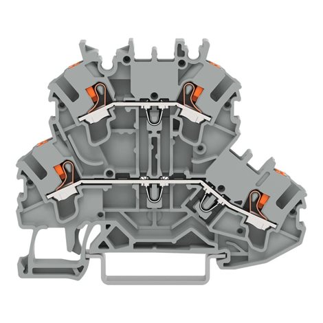 2202-2201 Dvoupatrová svorka s ovládacím tlačítkem průchozí/průchozí svorka; 2,50 mm²; Šedá