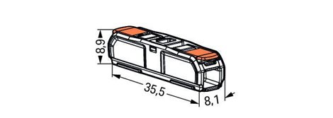 WAGO 221-2411 Přímý spojovací konektor s pákou 2-vodič. 4mm2 32A 1P 85°C transp./oranž. 2