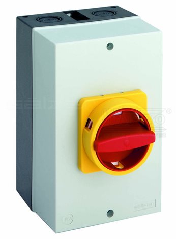 H233-41300-710N4 Vypínač 40A 3p, 0-1, v plast.krytu, č/žl.ovl.uzamyk 1