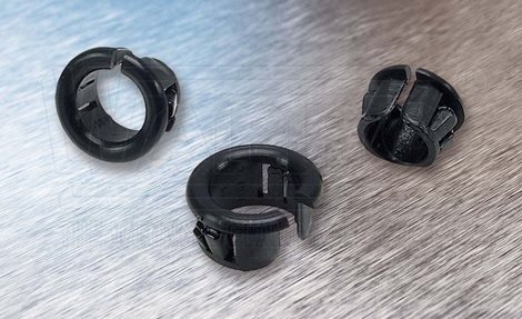 PZOT-22 průchodka zaskakovací - otevřená, Ø otvoru 22,0 mm, černá