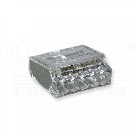 PC255 krabicová WAPRO svorka bezšroubová, 1 - 2,5 mm2, 5 pólová, průhledná / šedé odlišení 1