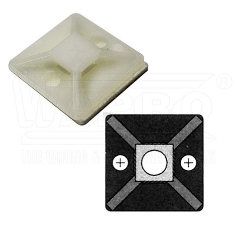 M-A-19 (HW-3AC) samolepící (šroubovací) příchytky pro pásky do šířky 4,6mm, 19,5x19,5mm, přírodní 1
