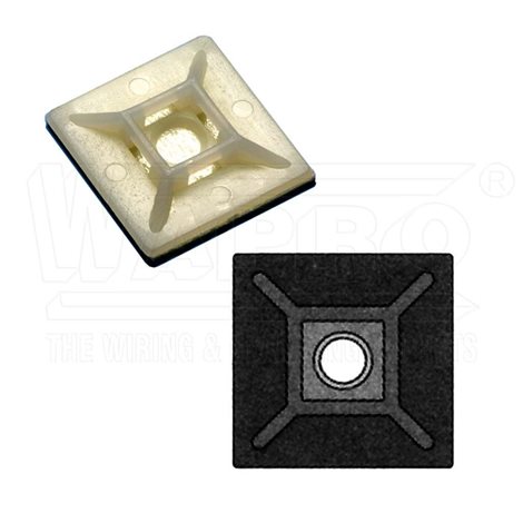 M-AS-28 (HW-4AC) samolepící (šroubovací) příchytky pro pásky do šířky 5,5mm, 28,6x28,6mm, přírodní 1